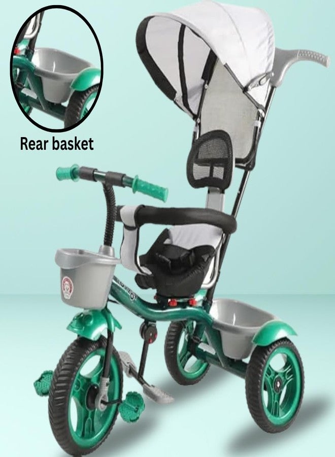 Maanit Kids Tricycle with Canopy, Dual Storage Basket & Parental Handle Control - Comfort Seat, Ages 1.5-5 Years - Toddler Tricycle, Baby Cycle with Easy Steering (Green) - Image 4